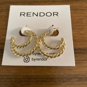 Gorgeous Rendor Victoria Yellow Gold Double Hoop Braided earrings